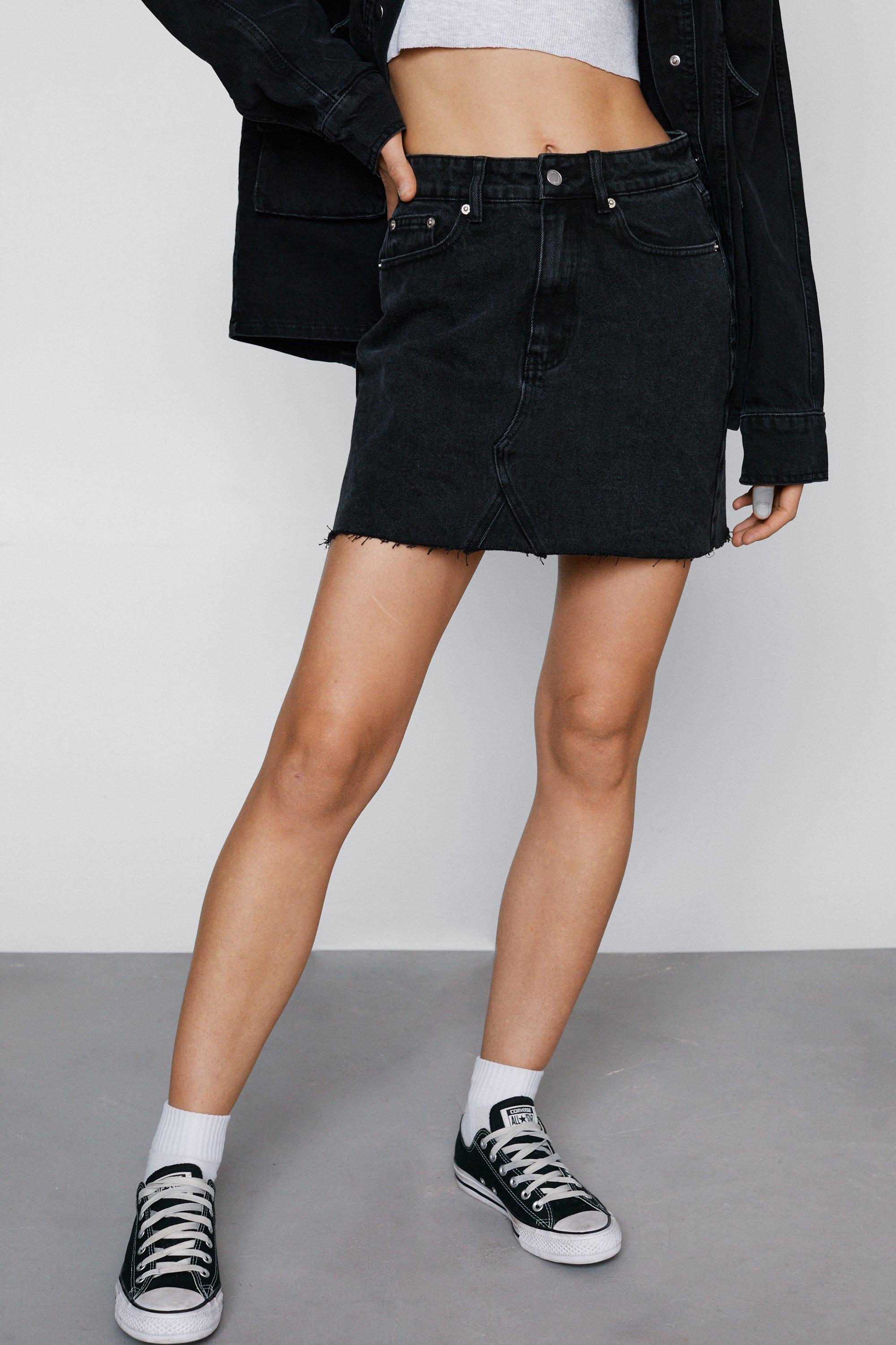 Topshop black high shop waisted denim skirt